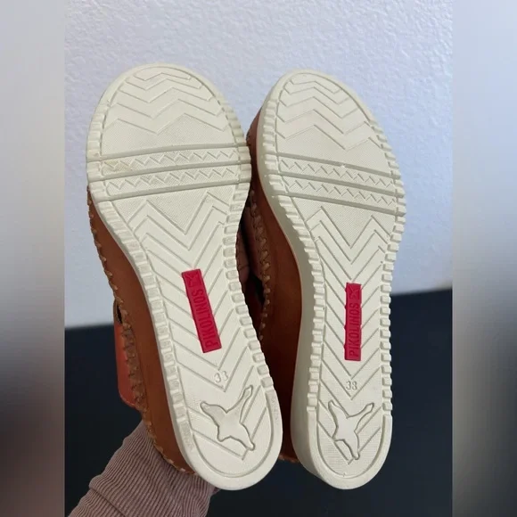 PIKOLINOS Size 7.5-8 Aguadulce Wedge Leather Sandals LIGHTWEIGHT WHIPSTITCH - Picture 6 of 8